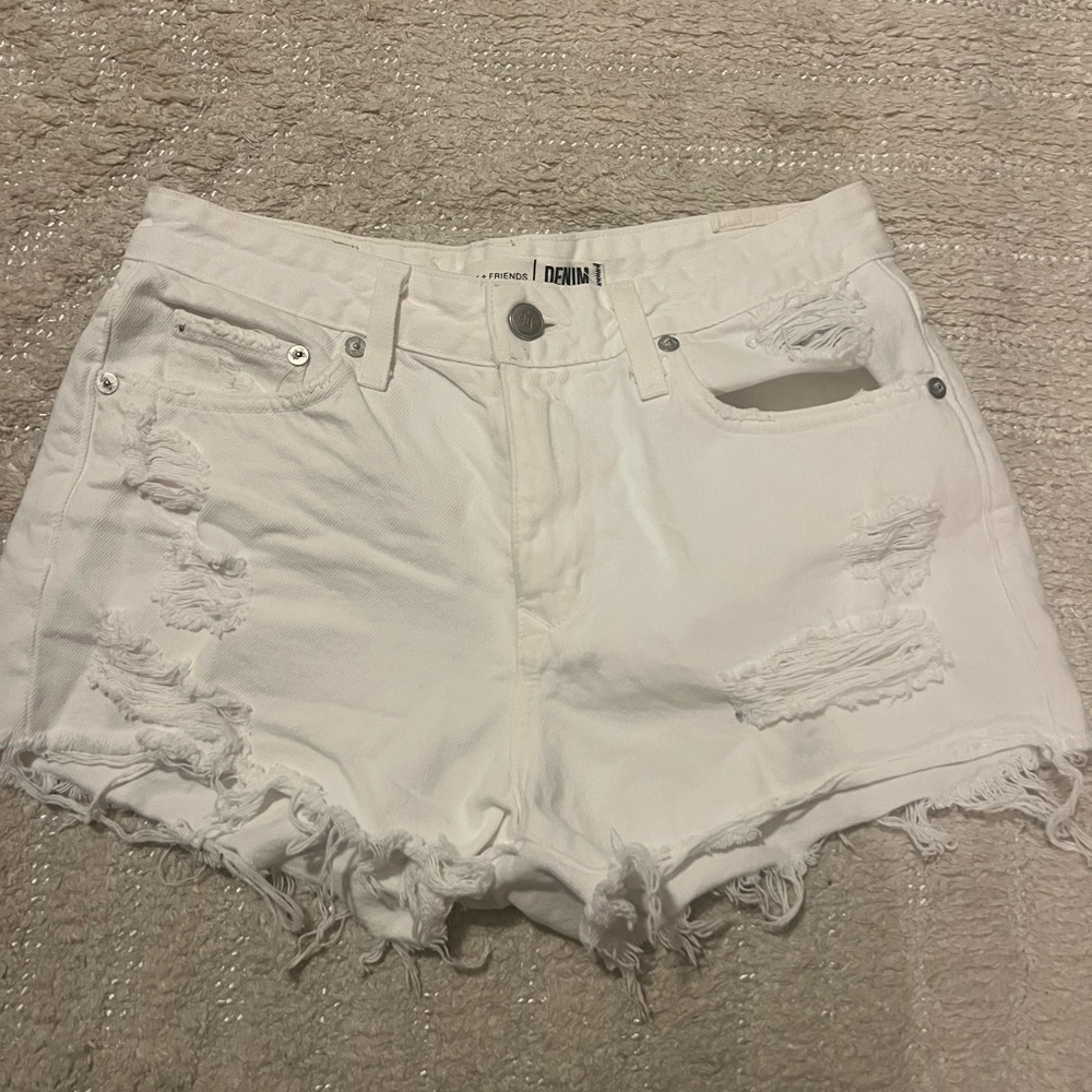 White Distressed Women's Shorts